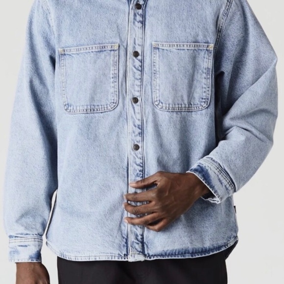 Men's New w/Tags Stussy Sherpa Lined Stone Wash Jean Jacket -Size Small - Picture 1 of 4